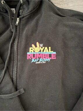 WWE Royal Rumble Black Hoodie - Bad Bunny Graphic
